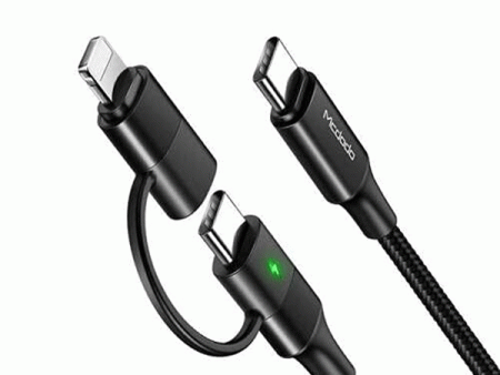 MCDODO CA-7120 Fast Charge Data Cable - 2 IN 1 PD Lightning   Type-C   1.2 Meter   60W   Black Fashion