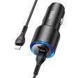 Hoco NZ3 LED Light Car Charger - Type-C   Lightning   Black For Sale