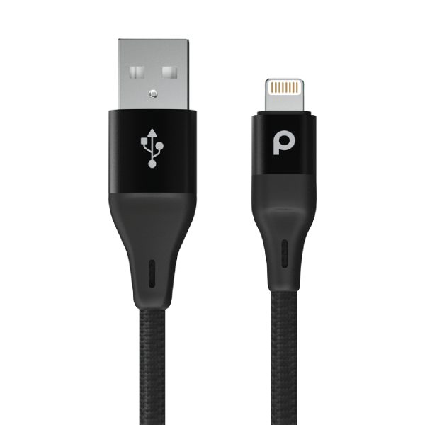 Porodo Braided USB-A to Lightning (2.4A 2.2m) - Black Supply