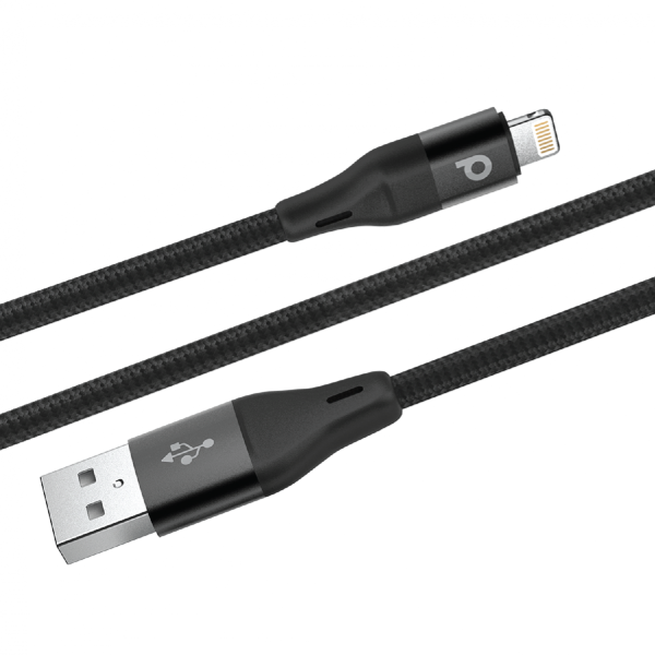 Porodo Braided USB-A to Lightning (2.4A 2.2m) - Black Supply