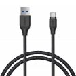 Aukey Braided Nylon Cable - 1.2m   USB 3.1 Gen 1 to USB-C   Black For Sale