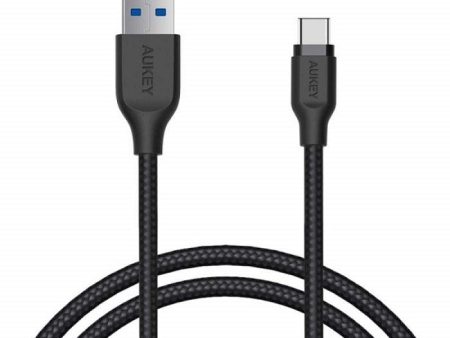 Aukey Braided Nylon Cable - 1.2m   USB 3.1 Gen 1 to USB-C   Black For Sale