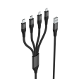 Porodo 4in1 Aluminum Braided Fast Charge Cable (1.2m 4ft) - Black on Sale