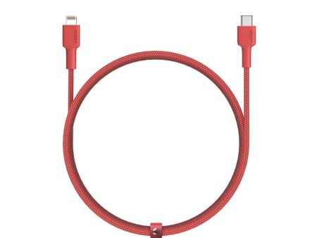 AUKEY MFI Braided Nylon USB-C To Lightning Cable - 2m   RED on Sale