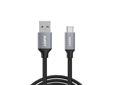 AUKEY Braided Nylon USB 3.0 to USB-C Cable - 2m   Black Cheap