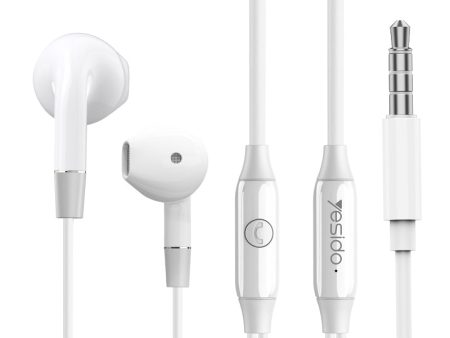 Yesido YH-30 Earphone - 3.5mm Jack   In-Ear   Wired   White For Discount