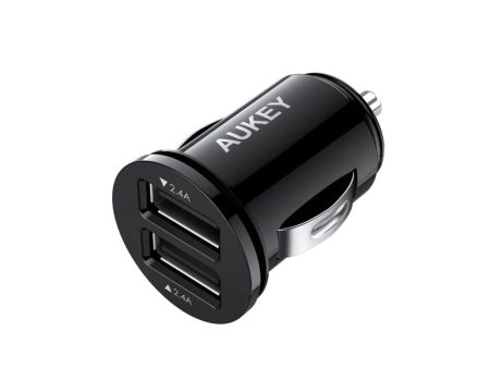 AUKEY 24W Duo-port Ultra Small Car Charger - Black Online Hot Sale