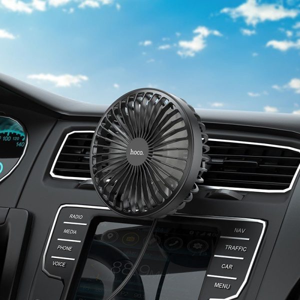 Hoco ZP2 Wind Air vent wire control car fan Outlet & Dashboard – Black Fashion