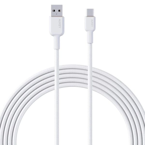 AUKEY Braided Nylon USB 2.0 to USB-C Cable - 0.9m   White Online now