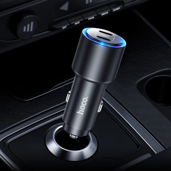 Hoco NZ3 LED Light Car Charger - Type-C   Lightning   Black For Sale