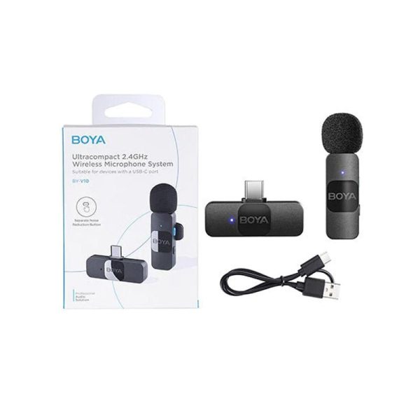 BOYA Smallest 2.4Ghz Wireless Microphone for Type-C device(1TX+1RX) - Black on Sale